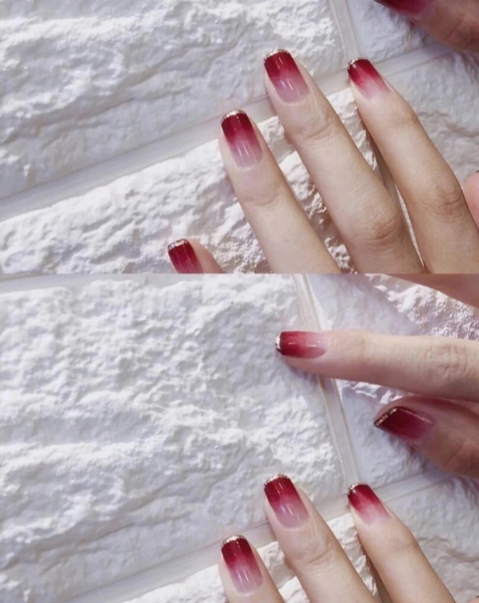 美甲酒紅色怎么調出來的_酒紅色美甲款式_美甲酒紅色