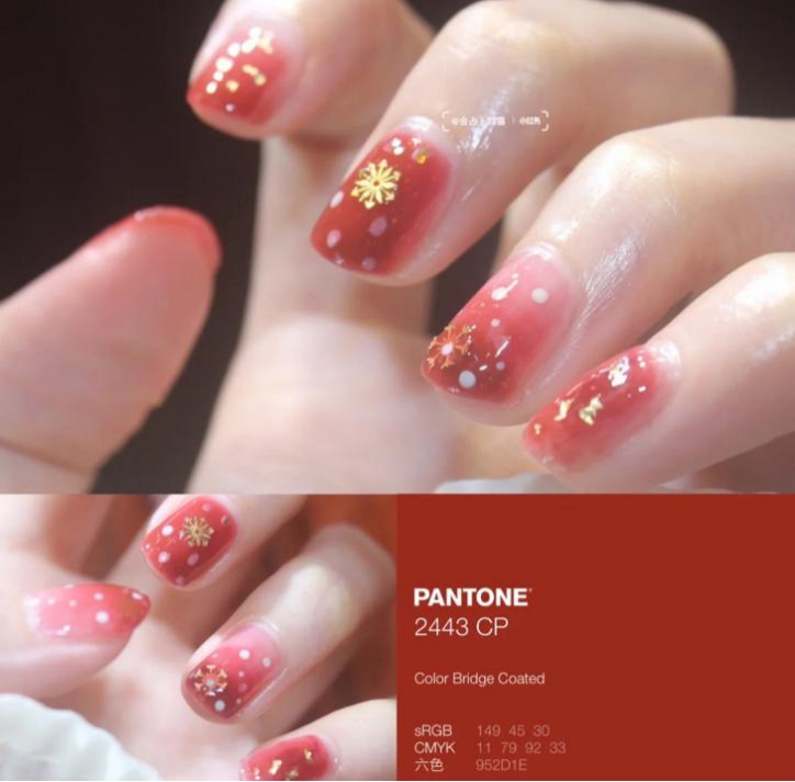 美甲酒紅色怎么調出來的_酒紅色美甲款式_美甲酒紅色